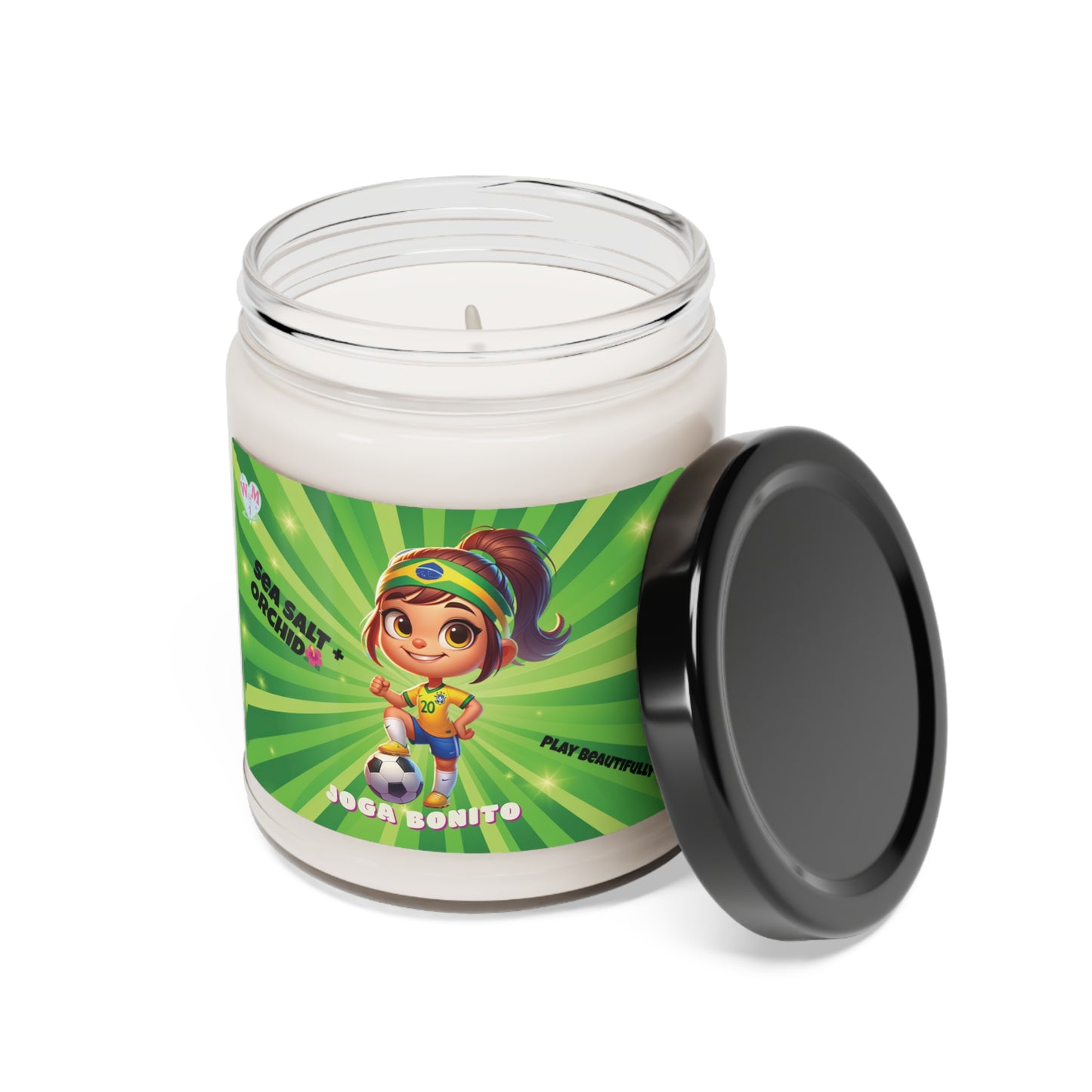 Brazil Soccer Player Sea Salt + Orchid Scented Soy Candle, 9oz