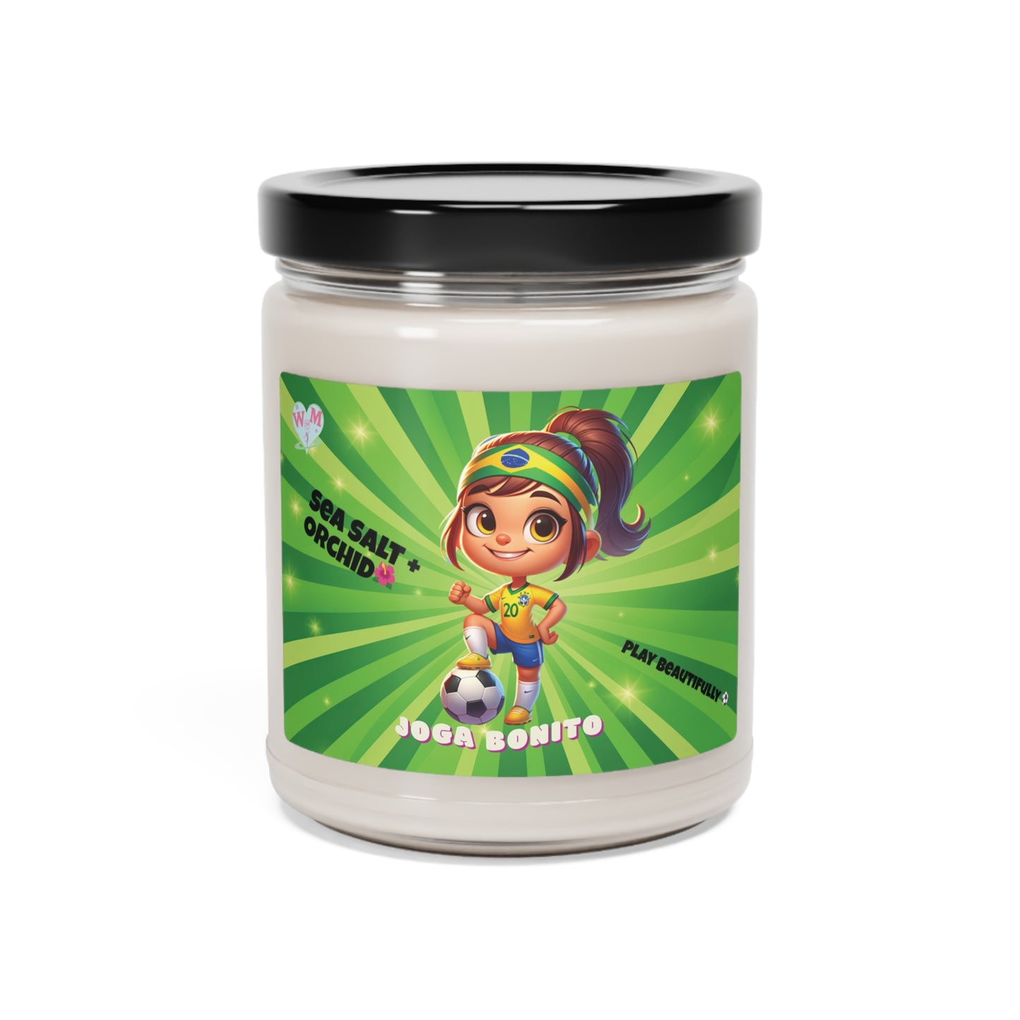 Brazil Soccer Player Sea Salt + Orchid Scented Soy Candle, 9oz